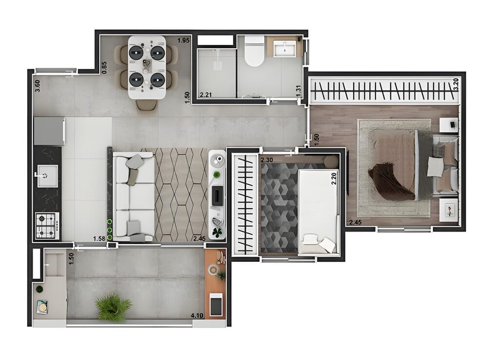 Planta 03 - 2 dorm 47m