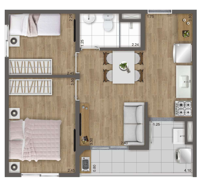 Planta 04 - 2 dorm 42m