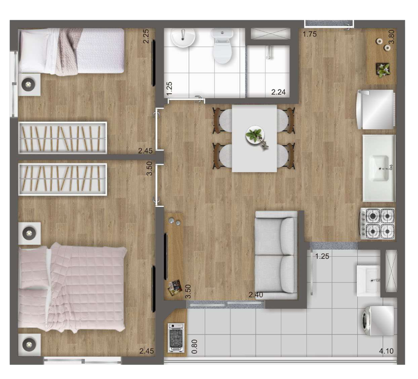 Planta 04 - 2 dorm 42m