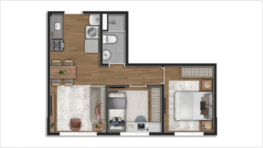 Planta 02 - 2 dorm 37m