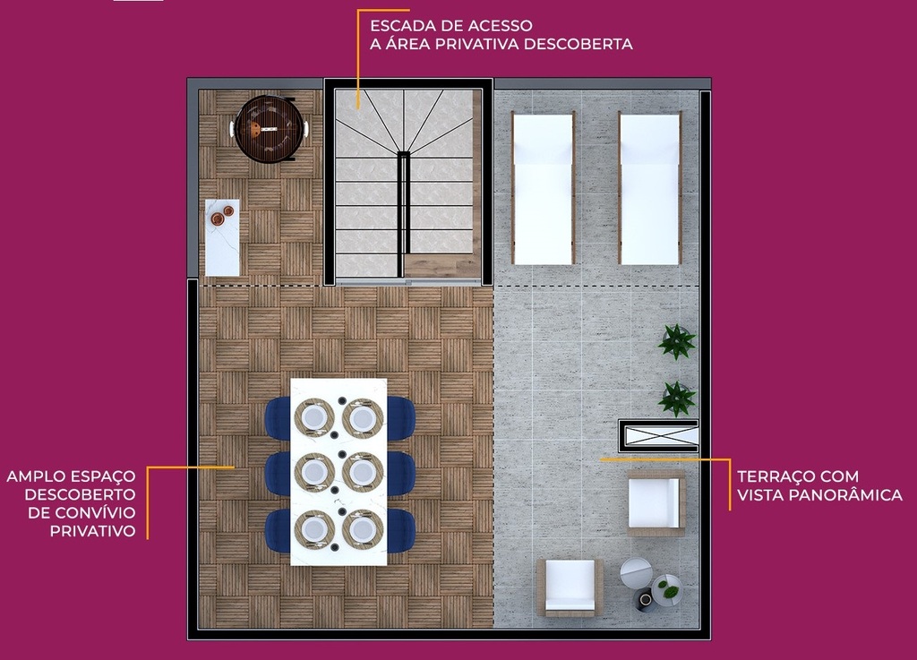 Planta 05 - 1 dorm 53m - cobertura duplex - superior