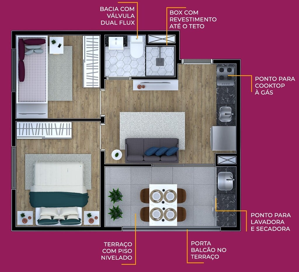Planta 03 - 2 dorm 36m
