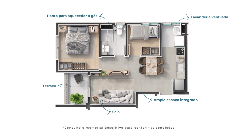 Planta 02 - 2 dorm 43m