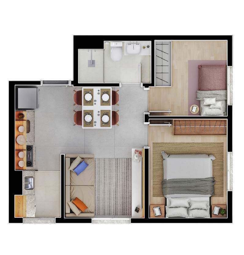 Planta 01 - 2 dorm 35m