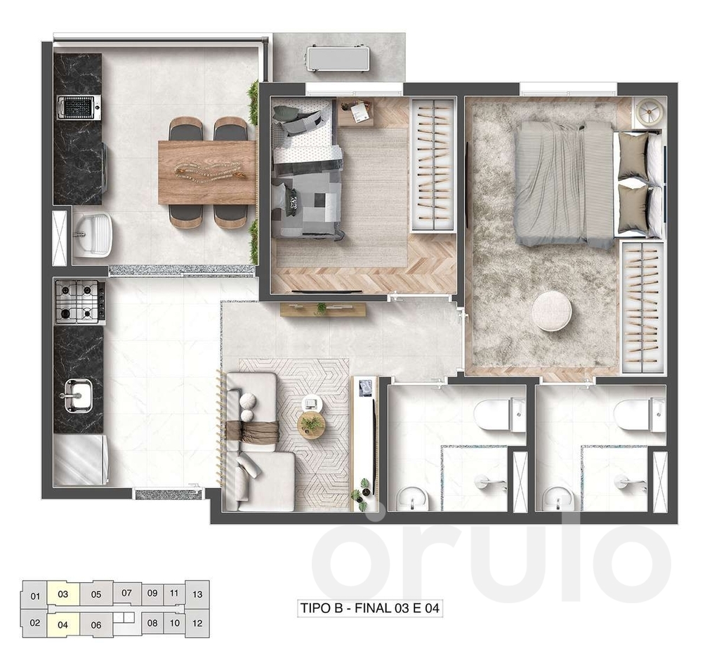 Planta 06 - 2 dorm 42,48m