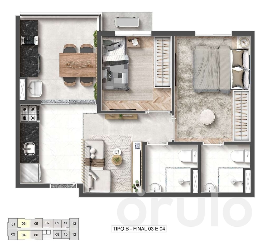 Planta 06 - 2 dorm 42,48m