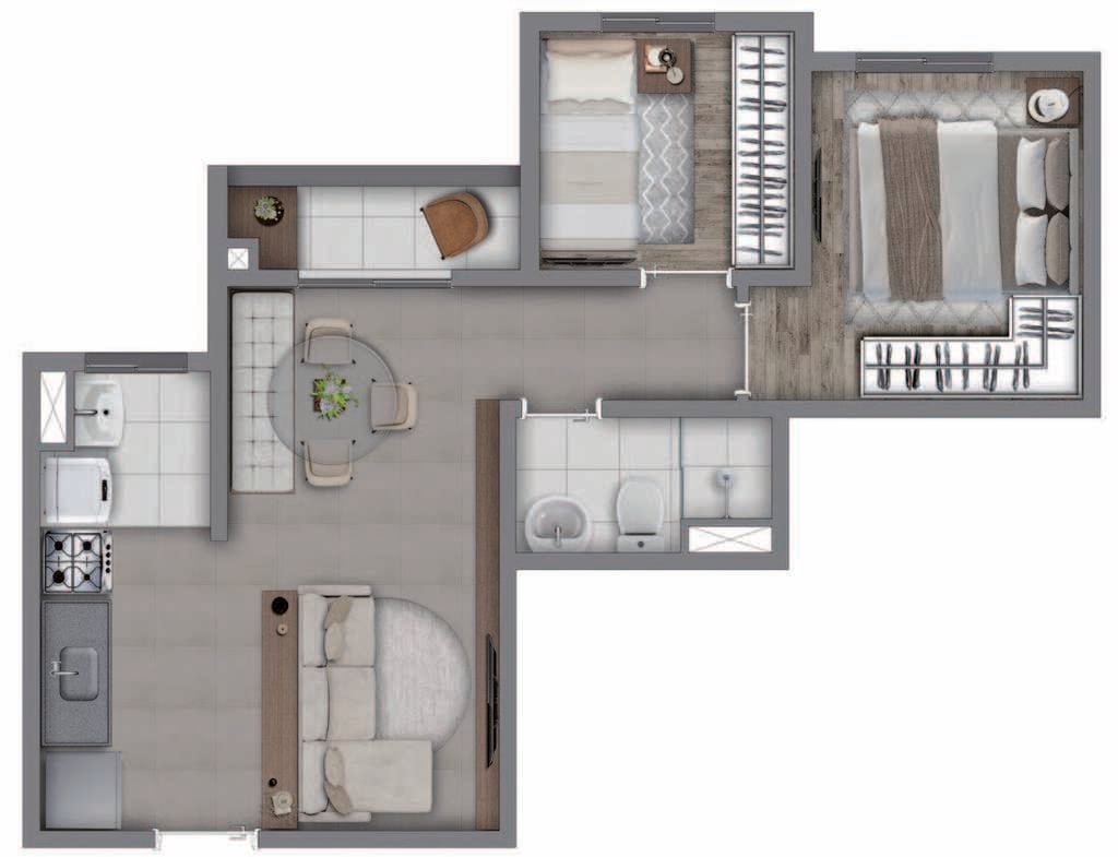 Planta 05 - 2 dorm 42,62m