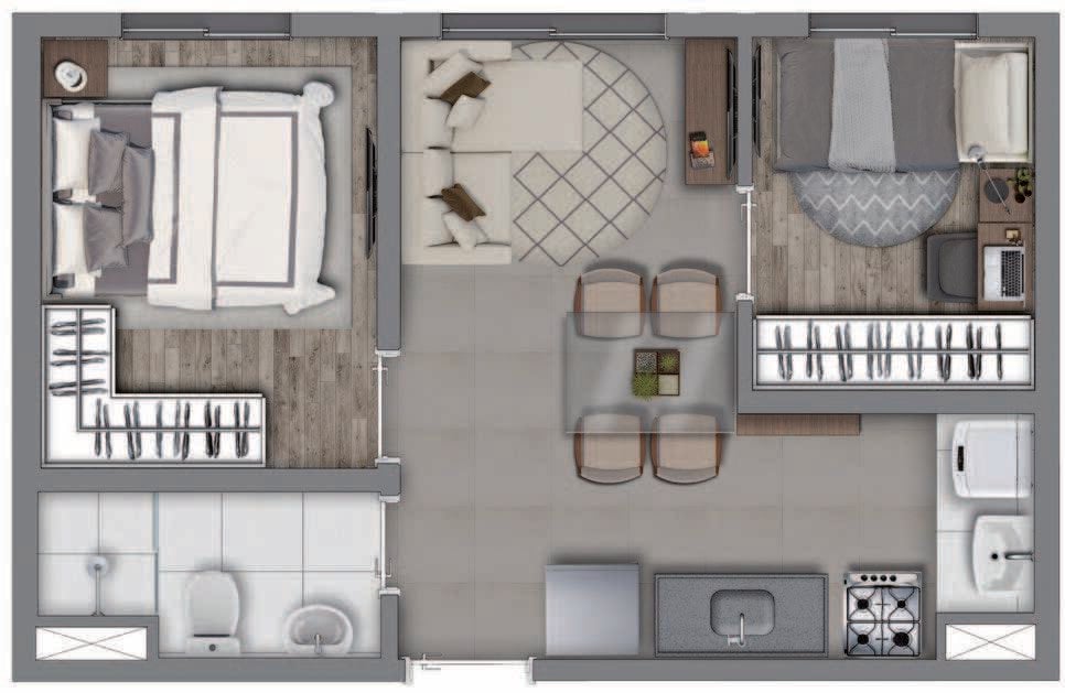 Planta 02 - 2 dorm 33,89m