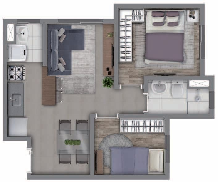 Planta 03 - 2 dorm 38,08m