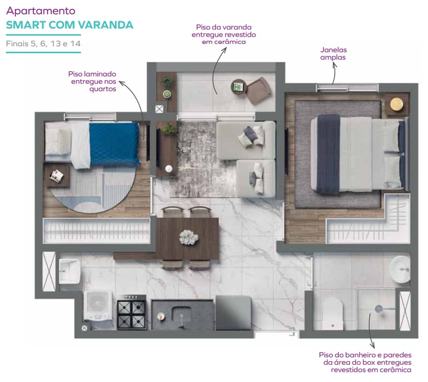 Planta 04 - 2 dorm 34,42m