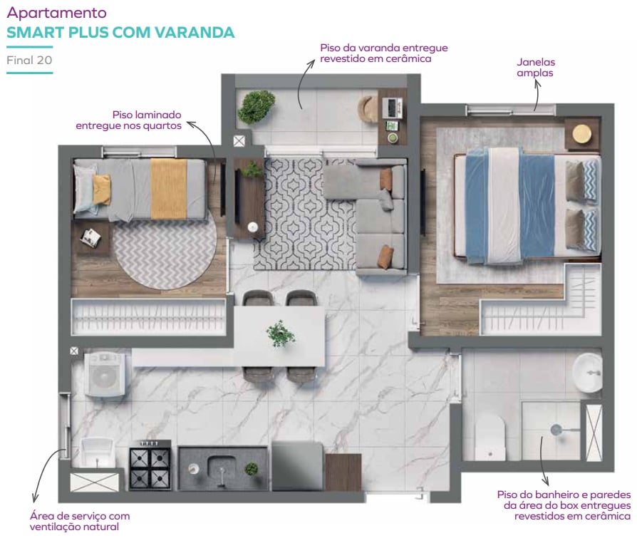 Planta 06 - 2 dorm 36,61m