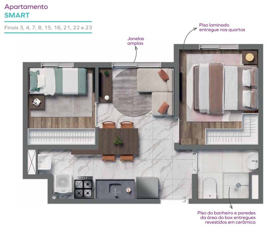 Planta 02 - 2 dorm 31,40m