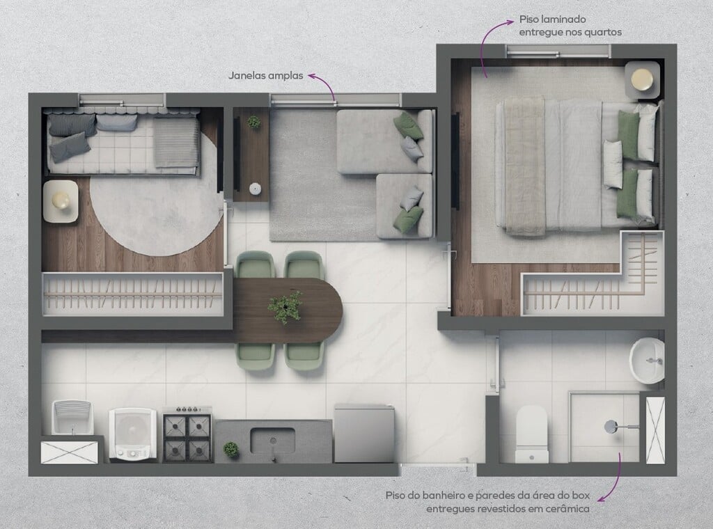 Planta 03 - 2 dorm 32m