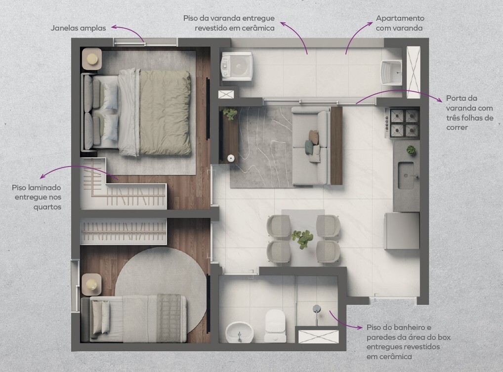 Planta 05 - 2 dorm 35,06m