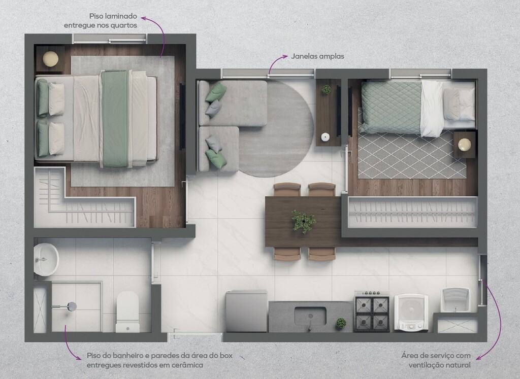 Planta 04 - 2 dorm 32,11m