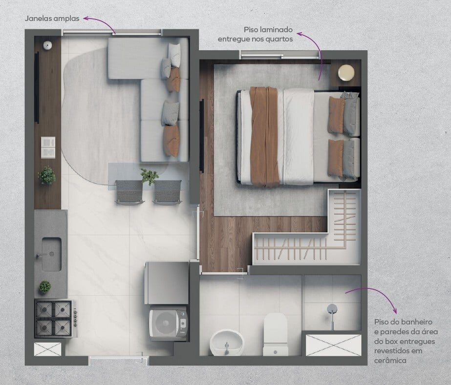 Planta 01 - 1 dorm 24,17m