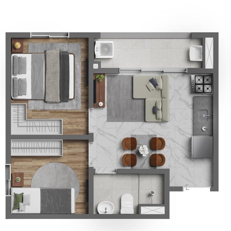Planta 04 - 2 dorm 35,64m