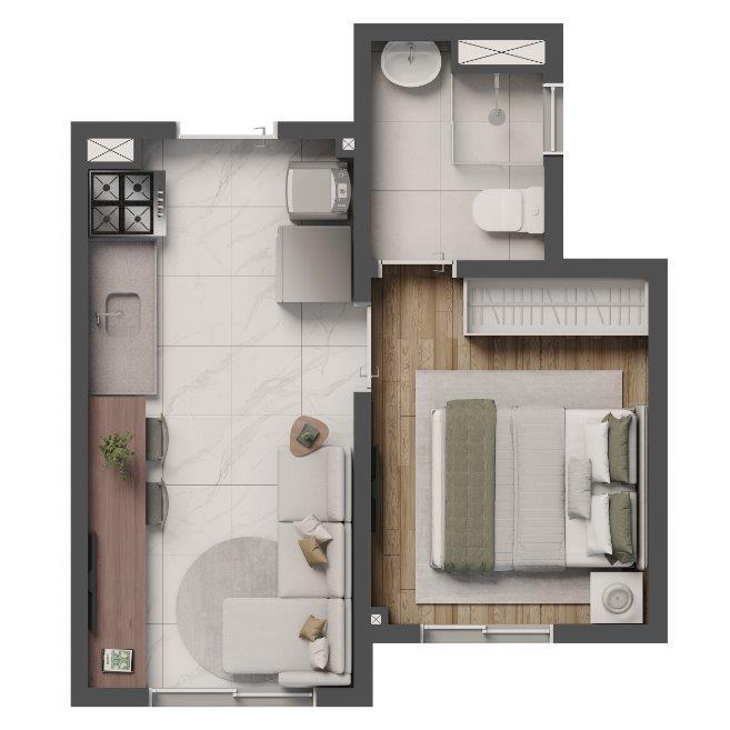 Planta 02 - 1 dorm 24,51m