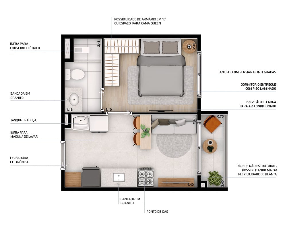 Planta 01 - 1 dorm