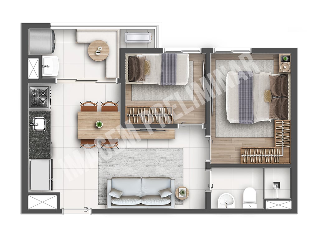 Planta 02 - 2 dorm 42m