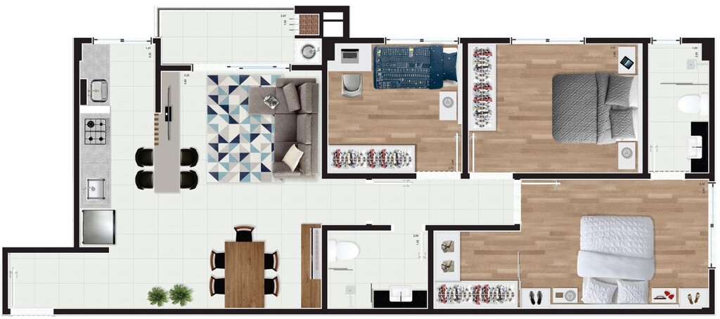 Planta 06  - 3 dorm 76,10m