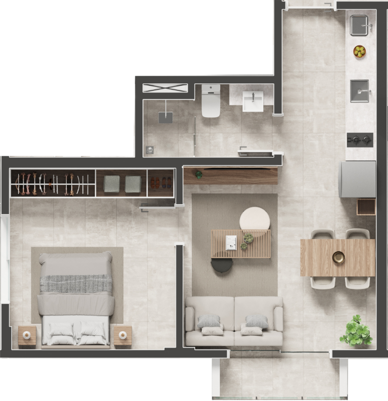 Planta 08 - 1 dorm 39,87m