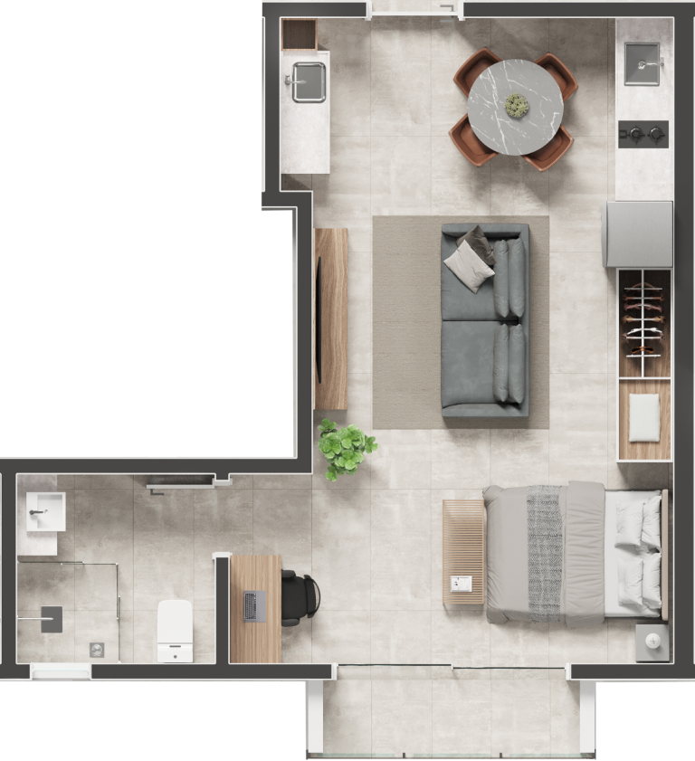 Planta 06 - 1 dorm 36,23m - studio
