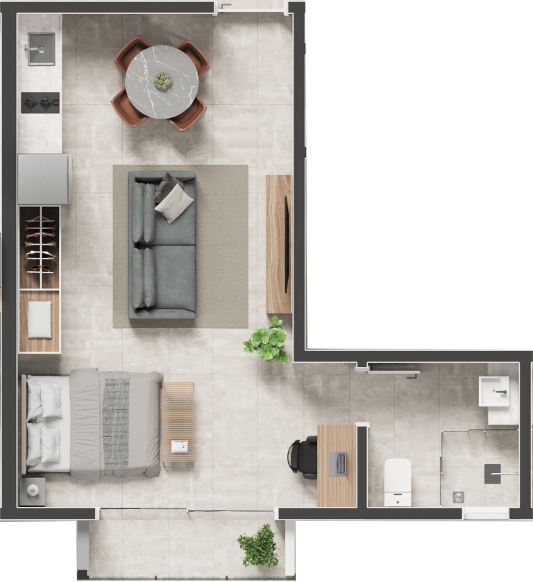 Planta 05 - 1 dorm 35,57m - studio