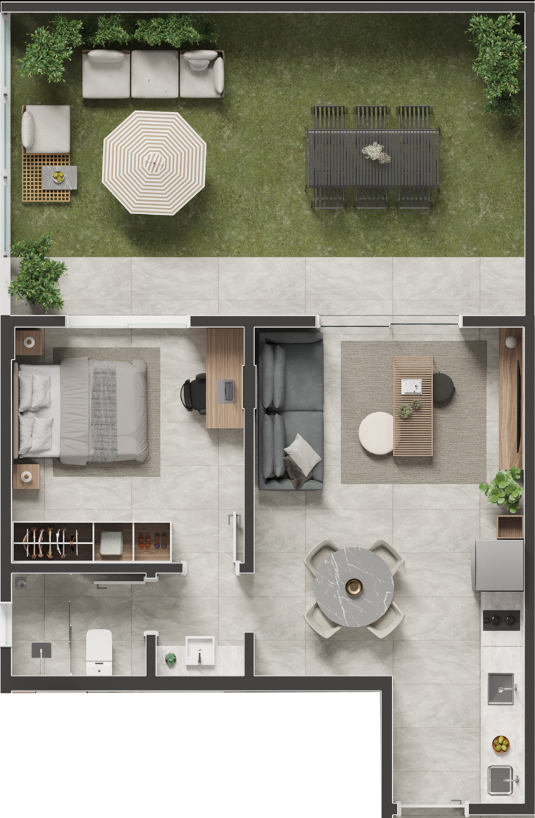 Planta 20 - 1 dorm 61m - garden