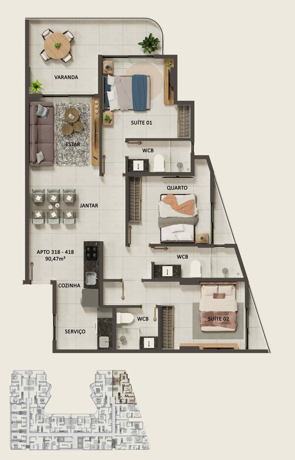Planta 14 - 3 dorm 90,47m