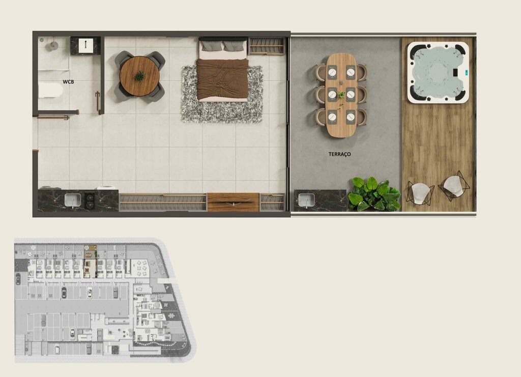 Planta 06 - 1 dorm 41,10m - garden