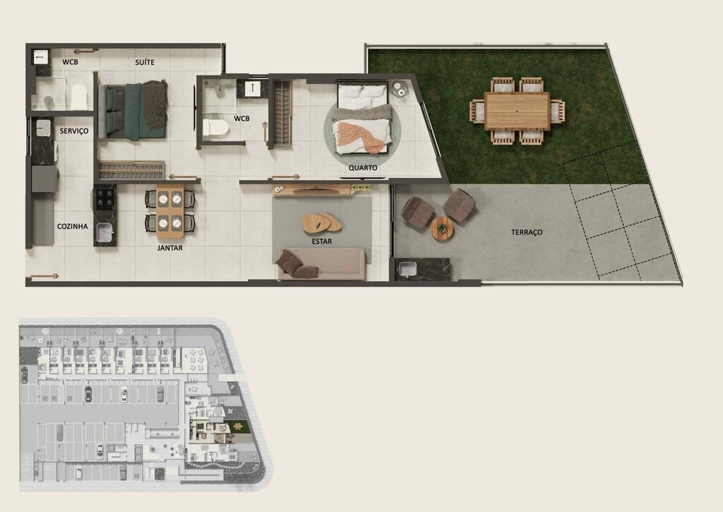 Planta 15 - 2 dorm 95,79m - garden