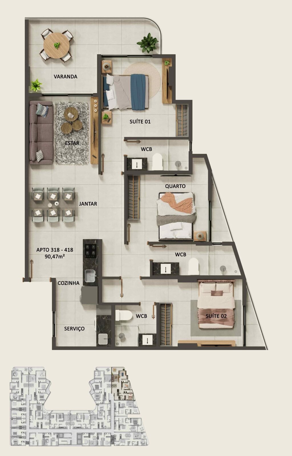 Planta 14 - 3 dorm 90,47m