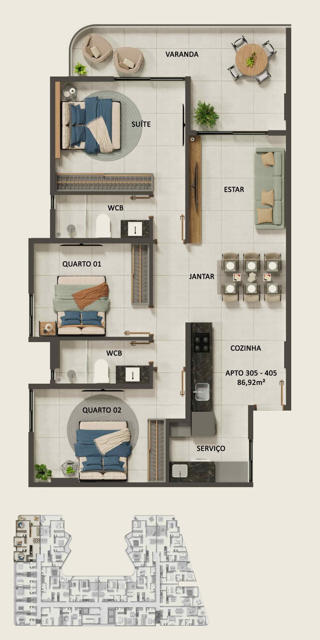 Planta 12 - 3 dorm 86,92m
