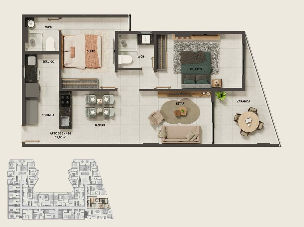 Planta 09 - 2 dorm 65,60m