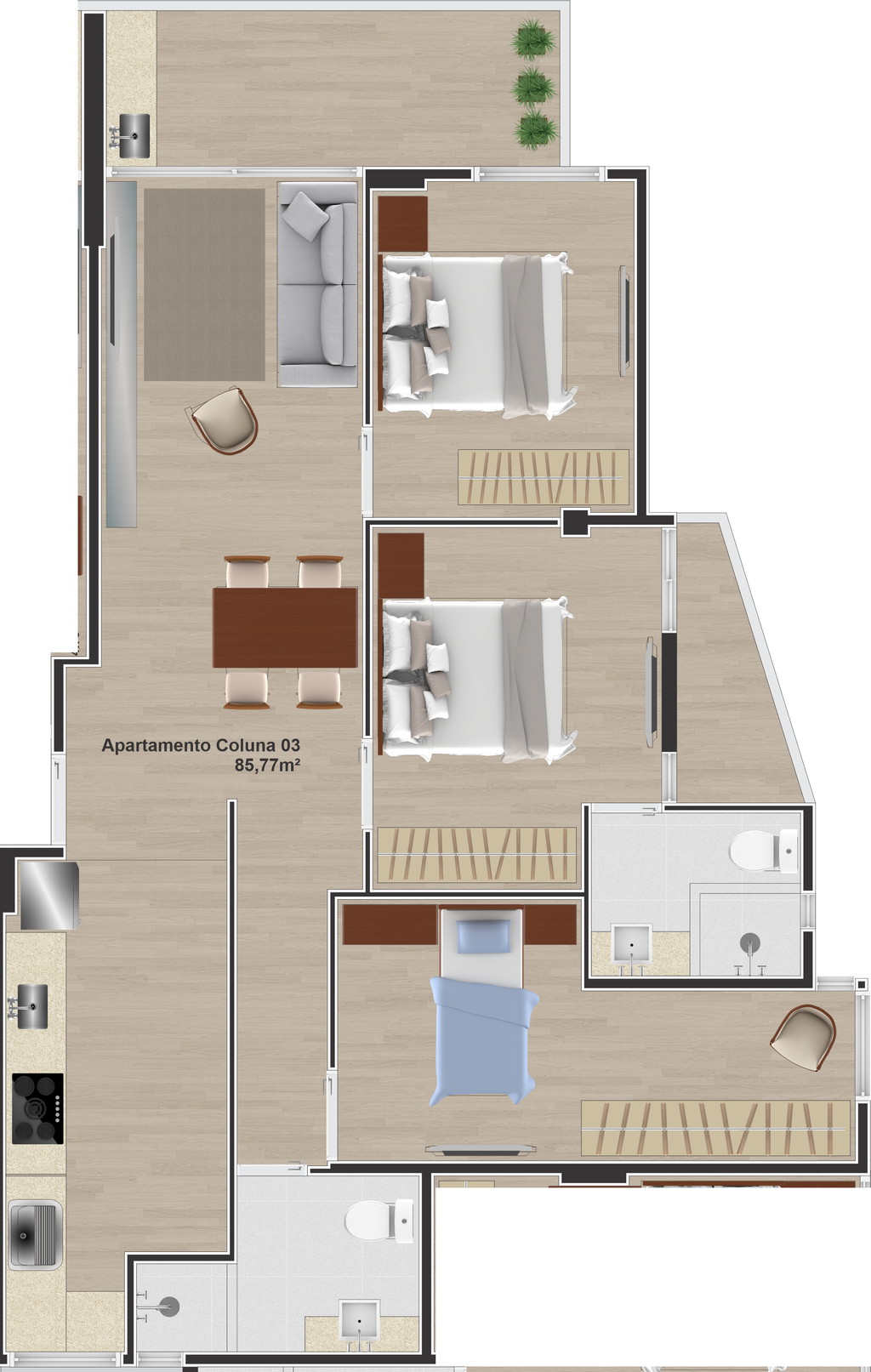 Planta 07 - 3 dorm 85,77m