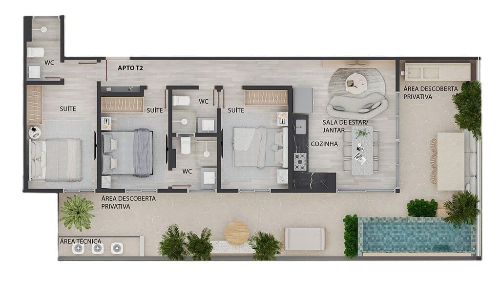Planta 09 - 3 dorm 126,3m - garden