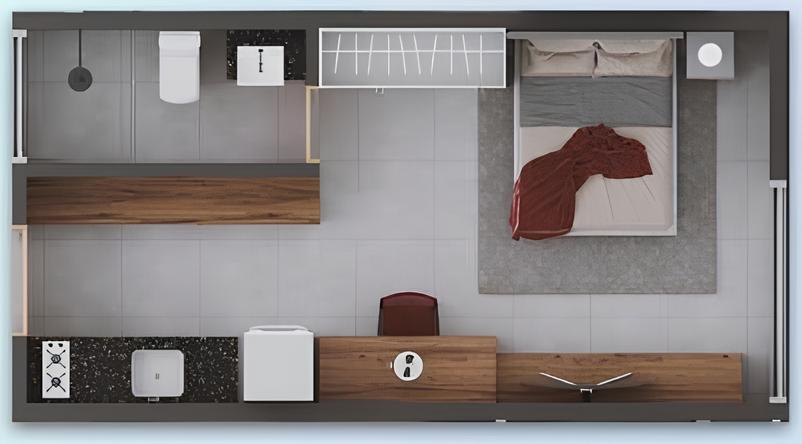 Planta 07 - 1 dorm 24,35m - studio