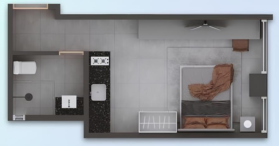 Planta 06 - 1 dorm 24,29m - studio