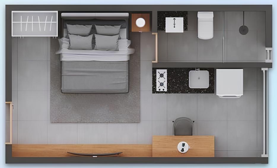 Planta 01 - 1 dorm 21,90m - studio