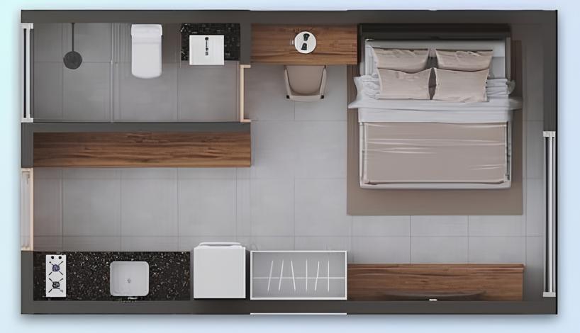 Planta 03 - 1 dorm 22,57m - studio