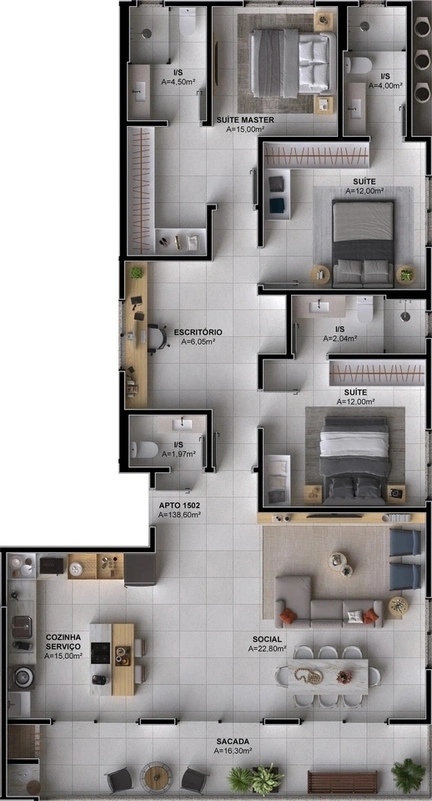 Planta 11 - 3 dorm 138,60m