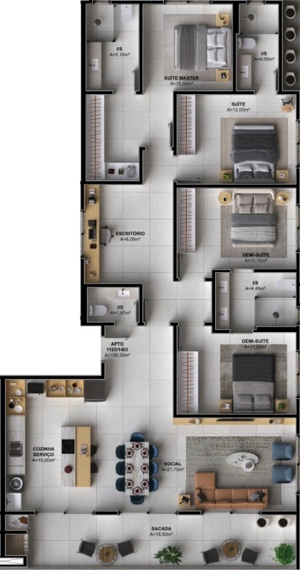 Planta 12 - 4 dorm 156m