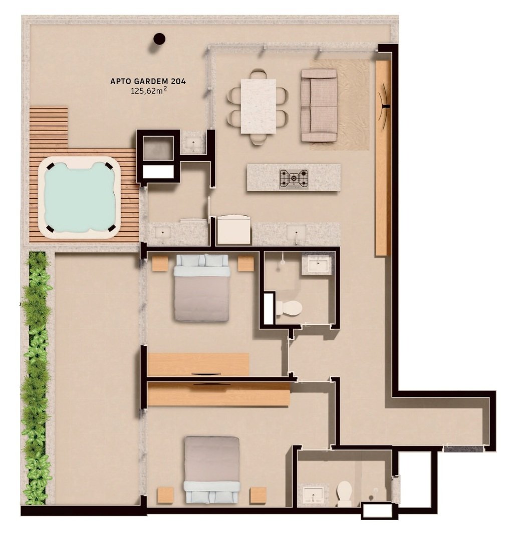Planta 07 - 2 dorm 125,62m - garden