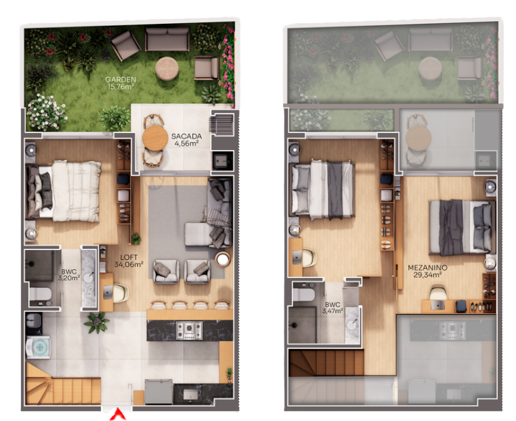 Planta 05 - 3 dorm 102m - garden
