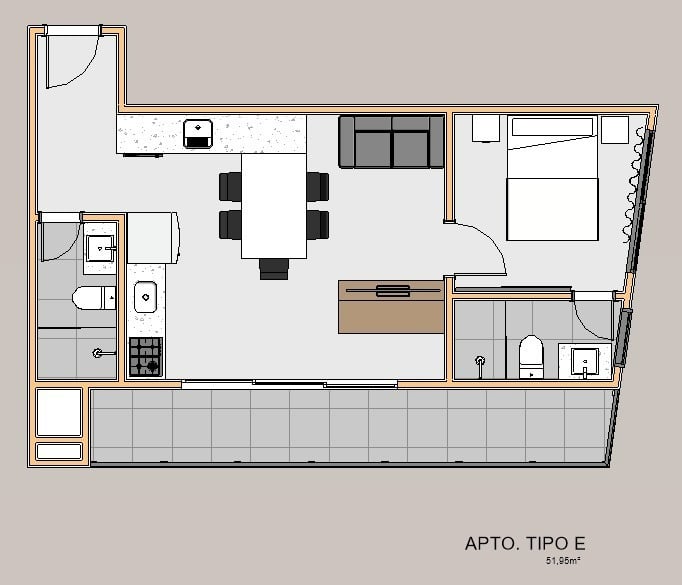 Planta 06 - 1 dorm 51,95m