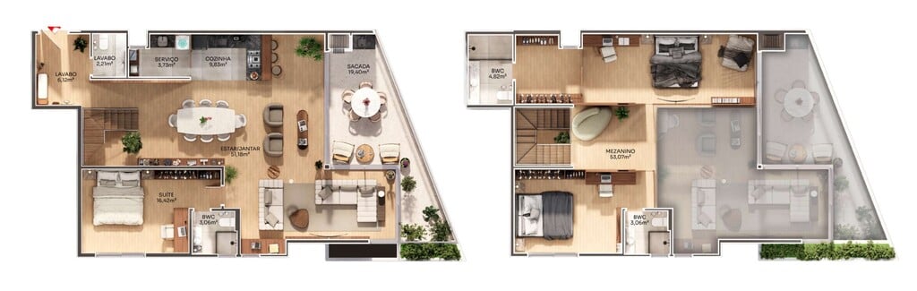 Planta 03 - 2 dorm 199,89m - duplex