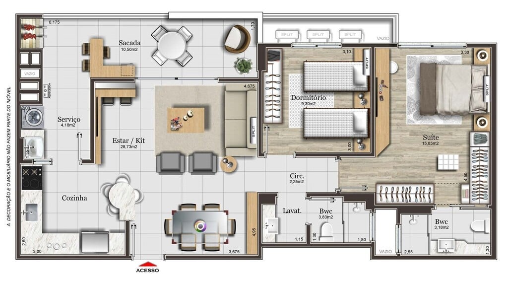 Planta 01 - 2 dorm 89 43m