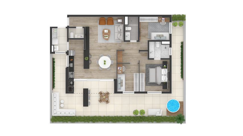 Planta 09 - 2 dorm 168m - garden