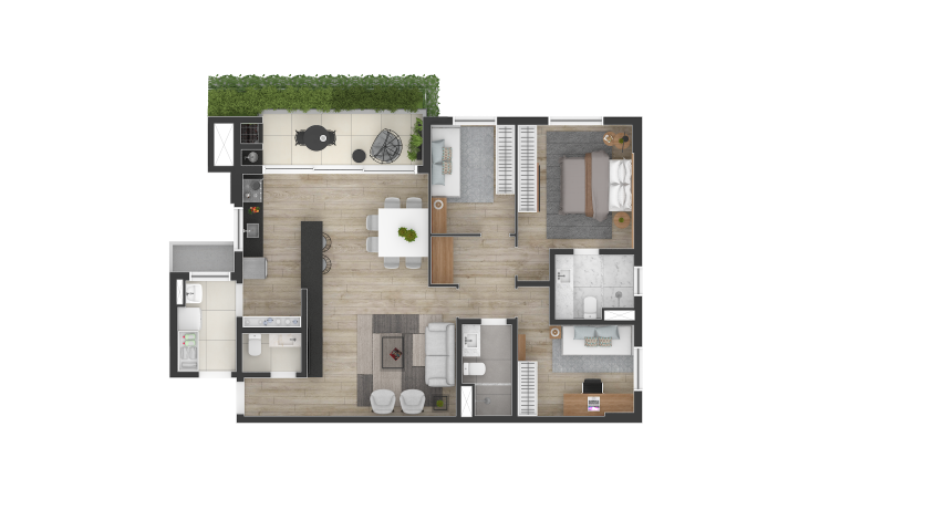 Planta 04 - 3 dorm 105m